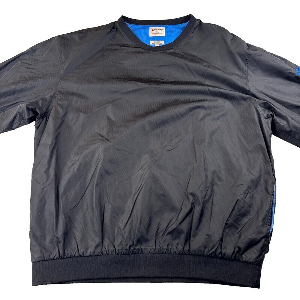 Callaway Golf Windbreaker Jacket Unisex L Black 100% Nylon Mesh Lined Pullover